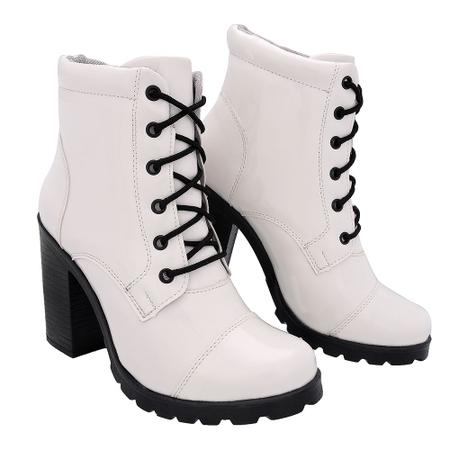 Bota Coturno Feminina Salto médio Khaata Branca - Coturno Feminino -  Magazine Luiza