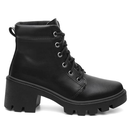 Imagem de Bota Coturno Feminino Cadarço Estilo Moderno Elegante Confortável Sola Tratorada