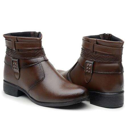 Imagem de Bota Coturno Feminino cano Baixo Detalhes em Tiras Moda Inverno