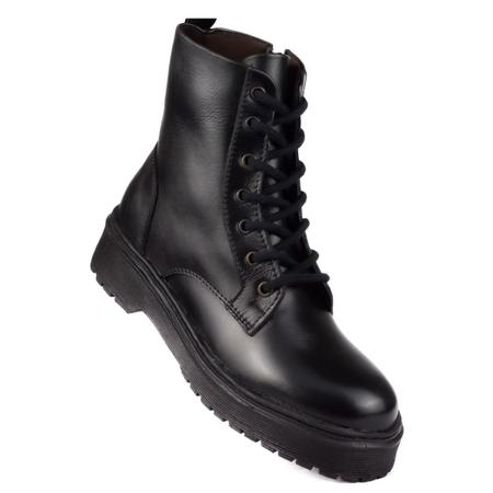 Bota Coturno Feminino Cano Baixo Tratorada em Couro Premium - Galipoli Imagem de Bota Coturno Feminino Cano Baixo Tratorada em Couro Premium