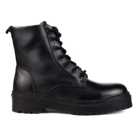 Bota Coturno Feminino Cano Baixo Tratorada em Couro Premium - Galipoli Imagem de Bota Coturno Feminino Cano Baixo Tratorada em Couro Premium
