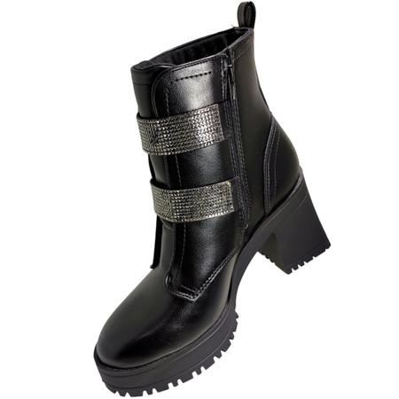 Imagem de Bota Coturno Feminino Casual Fivela com Brilho Salto Bloco Alto Vizzano 3091.103