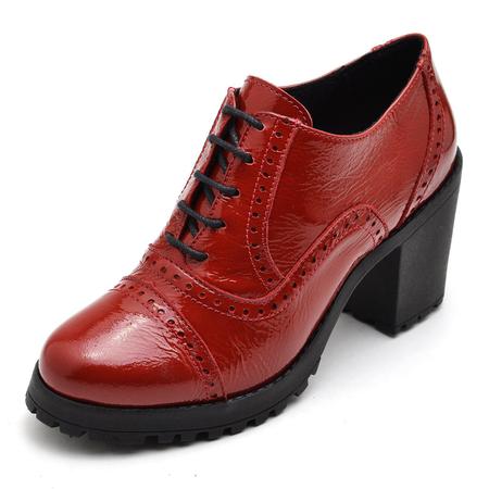 Bota Coturno Feminino Top Franca Shoes Ankle Boot Verniz Vermelho Imagem de Bota Coturno Feminino Top Franca Shoes Ankle Boot Verniz Vermelho