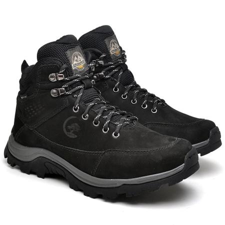 Bota Coturno Hiker Masculina Couro Cano Médio Resistente - Six Street Imagem de Bota Coturno Hiker Masculina Couro Cano Médio Resistente