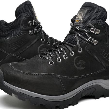 Bota Coturno Hiker Masculina Couro Cano Médio Resistente - Six Street Imagem de Bota Coturno Hiker Masculina Couro Cano Médio Resistente