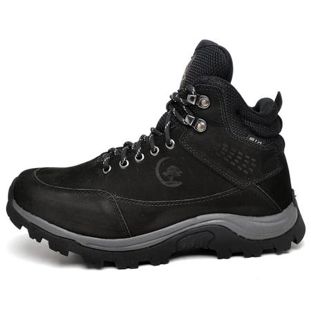 Bota Coturno Hiker Masculina Couro Cano Médio Resistente - Six Street Imagem de Bota Coturno Hiker Masculina Couro Cano Médio Resistente