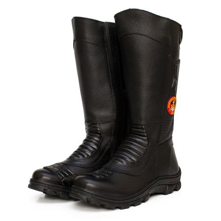 Imagem de Bota Coturno Masculino Bombeiro Civil Couro Cano Longo Solado Borracha Cor Preto CMR Shoes