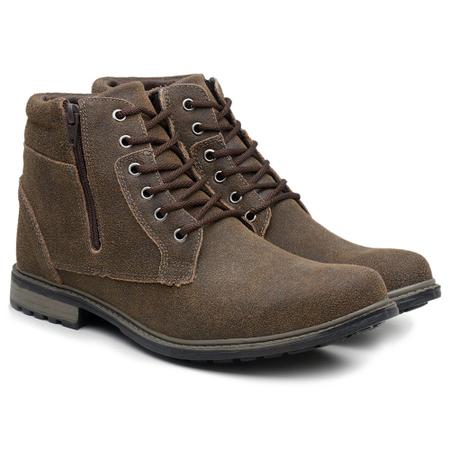 Bota Coturno Masculino Cano Curto Baixo Couro Camur a TORRENEZZI