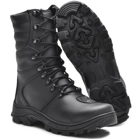 Imagem de Bota coturno militar masculino com zíper em couro e solado de borracha 9200