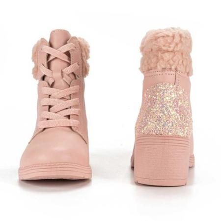 Bota Coturno Pink Cats Infantil Feminina - Rosa Imagem de Bota Coturno Pink Cats Infantil Feminina - Rosa
