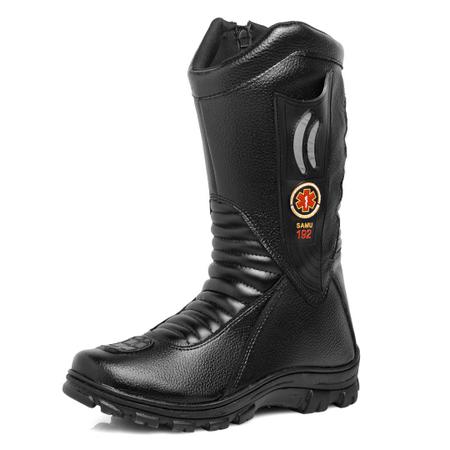 Bota Coturno Samu Masculina Motoqueiro Motociclista Preta