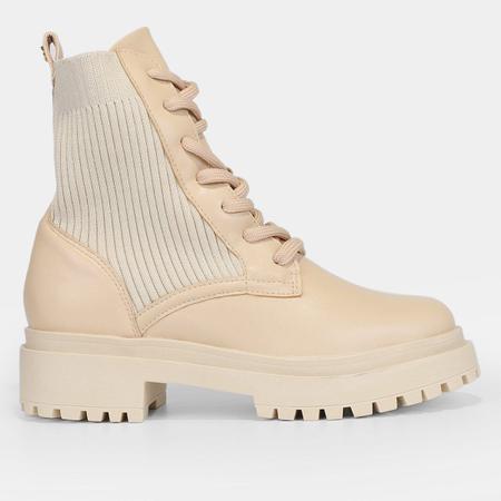 Bota Coturno Shoestock Knit Tratorada Feminina Coturno Feminino