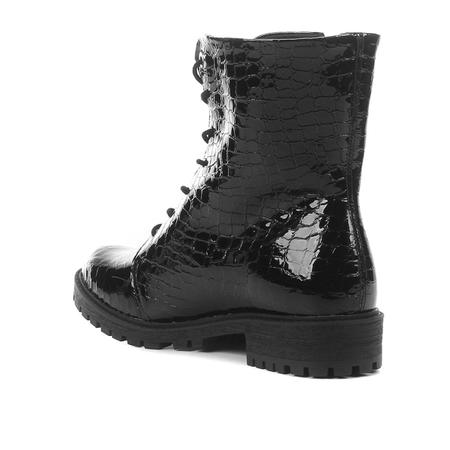 Bota Coturno Usaflex Croco Verniz Feminina Bota Feminina