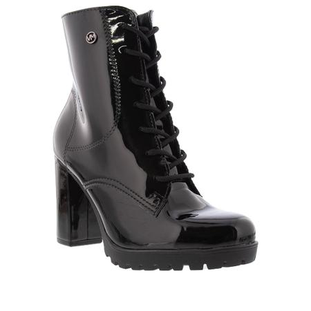Bota Coturno Via Marte Meia Pata Tratorado Verniz Preto Bota