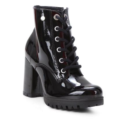 Bota Coturno Via Marte Salto Alto Verniz Feminina Coturno