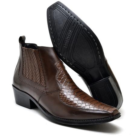 Imagem de Bota Country Couro Masculino Cano Baixo Elástico Texas Detalhe Escama Moda