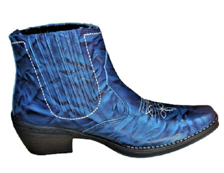 Imagem de Bota Country Em Couro Botina Masculina Cor Azul Cowboy Estilo Rodeio Vaquejada Cavalgada Carrapeta