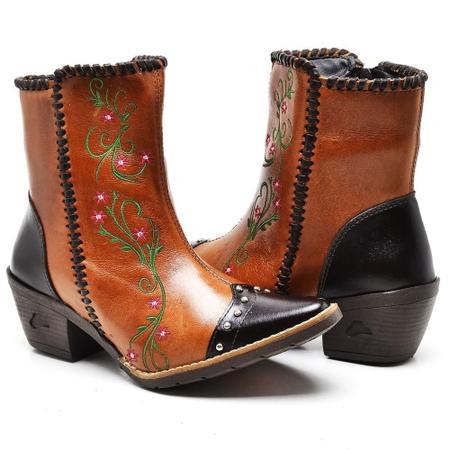 Bota Country Feminina Couro Z per Cano Curto Conforto Estilo