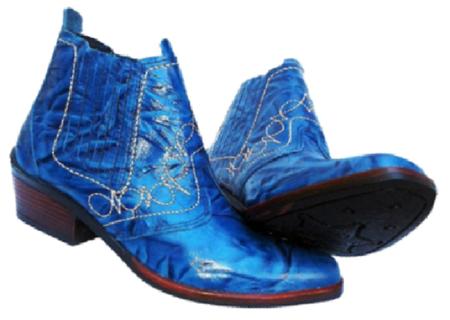 Bota country Masculina Cor Azul Botina de Luxo Luxuosa Couro Solado Borracha Costurado Estilo Cowboy - CAMPOLINA Imagem de Bota country Masculina Cor Azul Botina de Luxo Luxuosa Couro Solado Borracha Costurado Estilo Cowboy