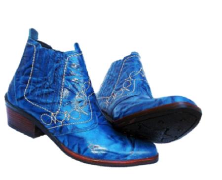 Bota country Masculina Cor Azul Botina de Luxo Luxuosa Couro Solado Borracha Costurado Estilo Cowboy - CAMPOLINA Imagem de Bota country Masculina Cor Azul Botina de Luxo Luxuosa Couro Solado Borracha Costurado Estilo Cowboy