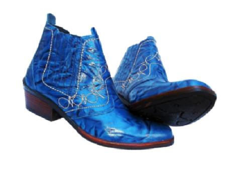 Bota country Masculina Cor Azul Botina de Luxo Luxuosa Couro Solado Borracha Costurado Estilo Cowboy - CAMPOLINA Imagem de Bota country Masculina Cor Azul Botina de Luxo Luxuosa Couro Solado Borracha Costurado Estilo Cowboy