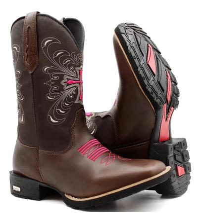 Bota Country Texana Feminina Botina Cowgirl Super Conforto