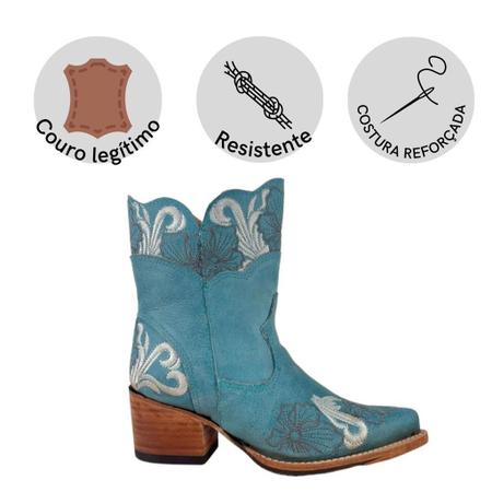Bota Country Texana Feminina Original Goyazes Bico Fino Azul Ref. 214503 Imagem de Bota Country Texana Feminina Original Goyazes Bico Fino Azul Ref. 214503