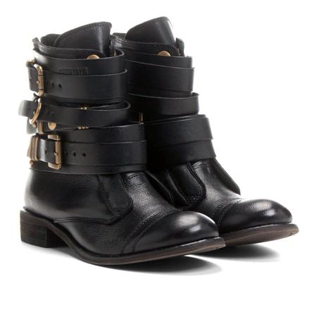 Bota couro biker santa store lolla tiras fivelas feminina