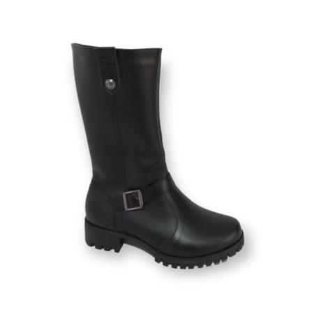 Bota de couro cano medio forrada com l para neve inverno europeu
