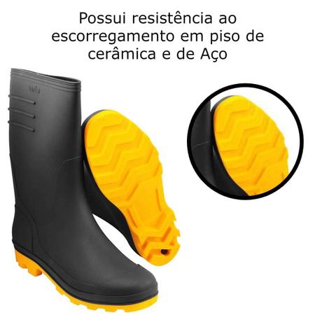 Imagem de Bota de PVC Galocha Preta com Solado amarelo cano médio Com Forro Interno Tamanho 37 Vonder - 7079370000