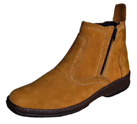Imagem de Bota em couro cor amarelo castor botina masculina estilo country social casual com ziper