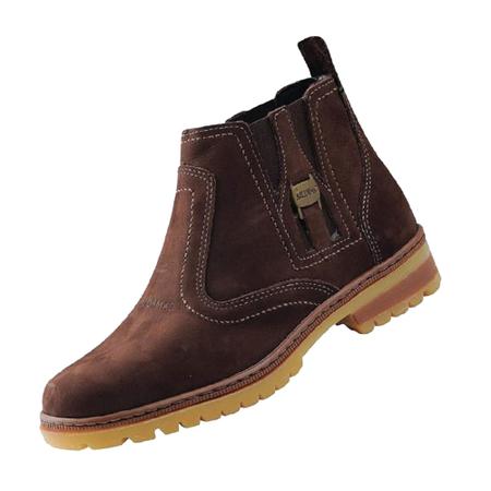 Bota em couro nobuck numero 44 camurça botina estilo coturno sem cadarço solado tratorado costurado - CAMPOLINA Imagem de Bota em couro nobuck numero 44 camurça botina estilo coturno sem cadarço solado tratorado costurado