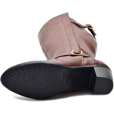 Bota Feminina Cano Alto Couro Legítimo Salto 7,5cm Atron Shoes - 9206 - Brandy Imagem de Bota Feminina Cano Alto Couro Legítimo Salto 7,5cm Atron Shoes - 9206 - Brandy
