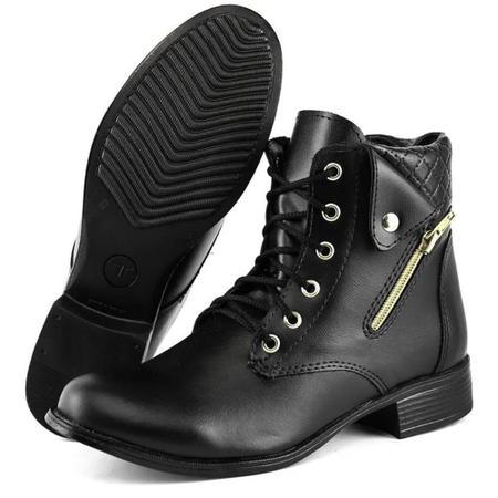 Bota Feminina Cano Curto Coturno Bico Redondo Salto Baixo