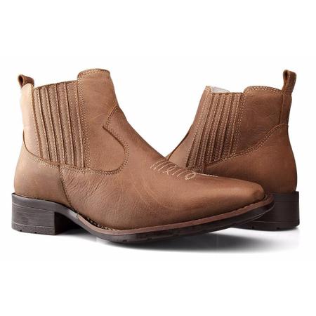 Imagem de Bota Feminina Cano Curto Couro Country Elástico Capeli Boots Marrom 36