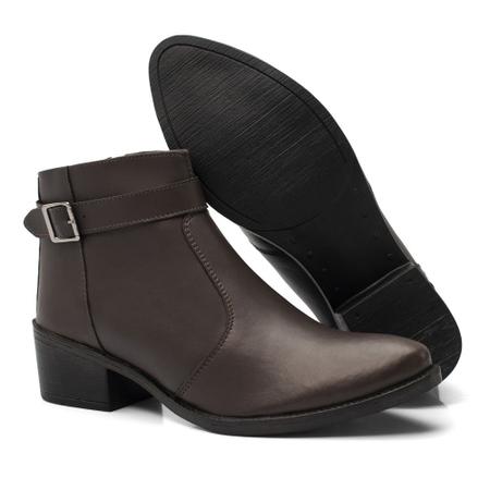 Bota Feminina Cano Curto JCL STORE Fivela Com Zíper Country Chelsea Casual Imagem de Bota Feminina Cano Curto JCL STORE Fivela Com Zíper Country Chelsea Casual