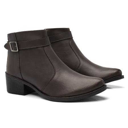 Bota Feminina Cano Curto JCL STORE Fivela Com Zíper Country Chelsea Casual Imagem de Bota Feminina Cano Curto JCL STORE Fivela Com Zíper Country Chelsea Casual