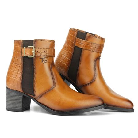 Bota Feminina Cano Médio Em Couro Salto Médio Elástico Casual 9078 FG - Polo City Imagem de Bota Feminina Cano Médio Em Couro Salto Médio Elástico Casual 9078 FG