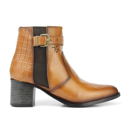 Bota Feminina Cano Médio Em Couro Salto Médio Elástico Casual 9078 FG - Polo City Imagem de Bota Feminina Cano Médio Em Couro Salto Médio Elástico Casual 9078 FG