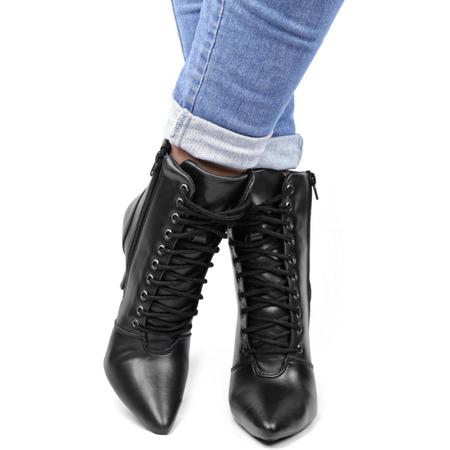 Bota Feminina Casual Wit Shoes Cano Curto Bico Fino Salto Agulha