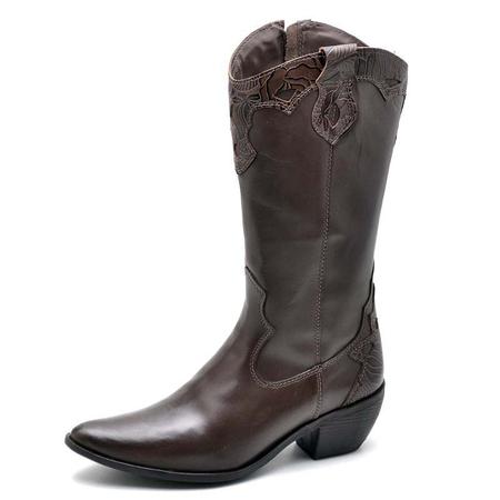 Imagem de Bota feminina country bico fino top franca shoes cafe