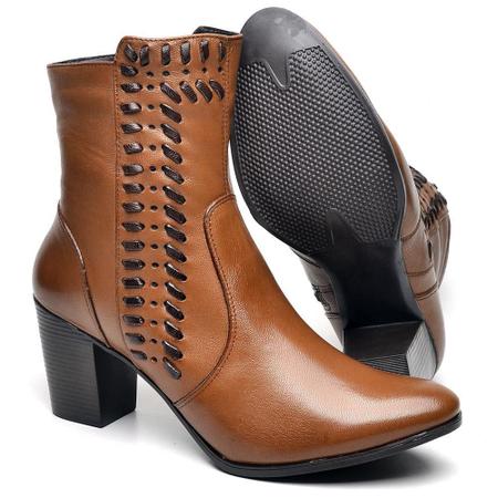 Bota Feminina Couro Cano M dio Inverno Conforto Casual Dazzani
