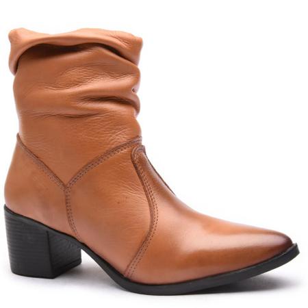 Bota feminina couro cano sanfonada marrom original CALVEST