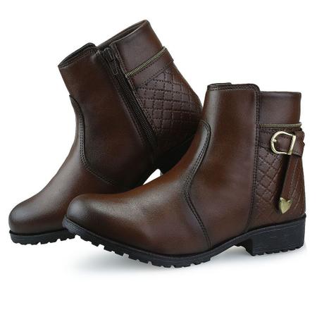 Imagem de Bota Feminina Neway Coturno Cano Curto Inverno Capuccino