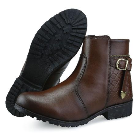 Imagem de Bota Feminina Neway Coturno Cano Curto Inverno Capuccino