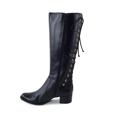 Bota Feminina Par Brasil Cano Longo Cromo Preta 001008 Bota