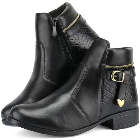 Bota Feminina Preta Cano Curto Sint tico WUDDSTORE Kit