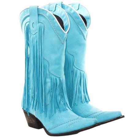 Bota Feminina Texana Tucson Franjas Turques Bota Feminina