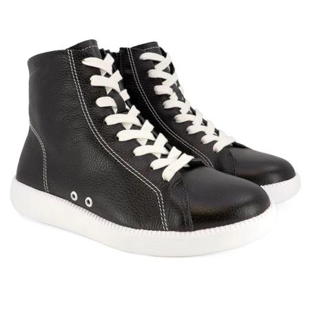 Bota Feminina Usaflex Preta Coturno Cano Curto Salto Baixo