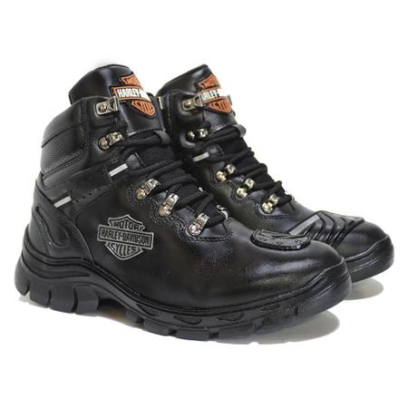 Imagem de Bota Harley Davidson Masculina Motociclista em Couro com Palmilha GEL Protetor de Cambio Força e Resistencia HD-2998